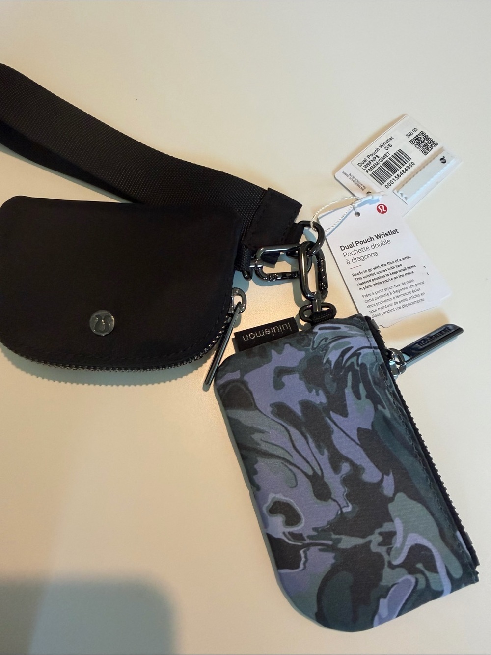 lululemon athletica Dual Pouch Wristlet - Black with Purple Accents